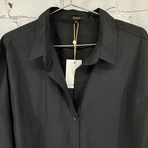 NWT Quince Poplin Long Sleeve Shirt Women's XL Black 100% Organic Cotton LS - Image 2