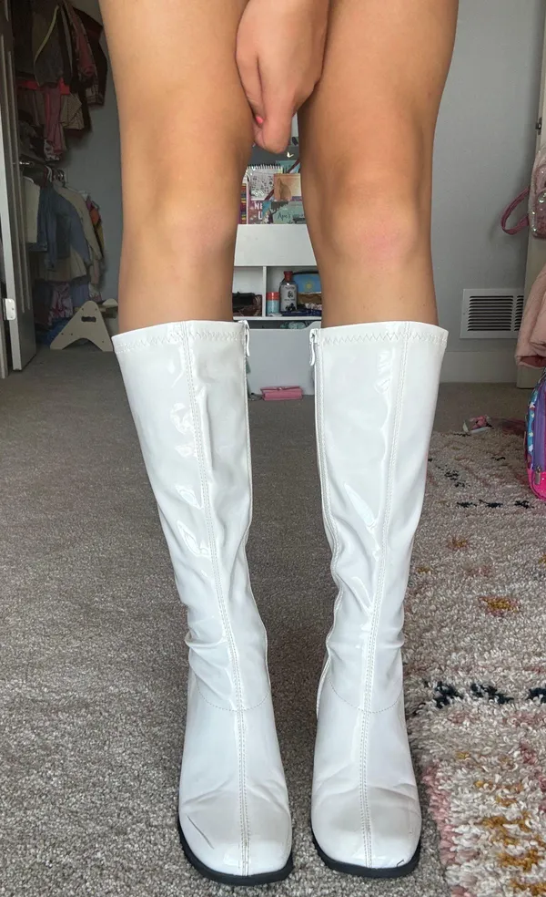 White Thigh High Boots Size 9 - Image 2