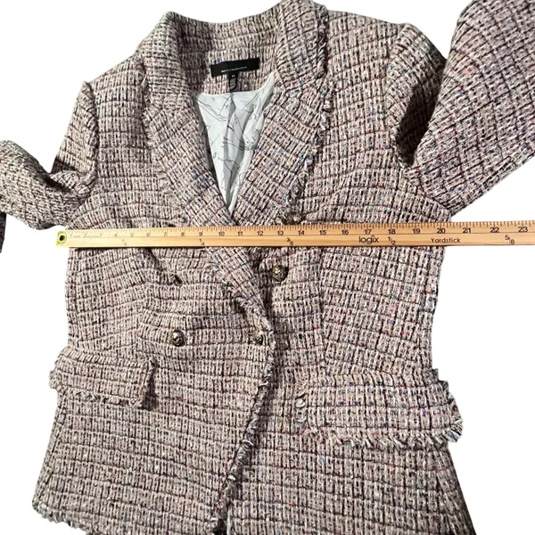 White House Black Market Studio Blazer Women‎ 14 Multi Color Tweed Fringe Trim - Image 10
