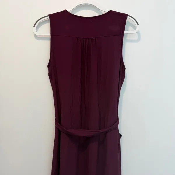 GAP Women's Medium Burgundy Sleeveless Button Front Midi Dress Tie Waist - Image 6