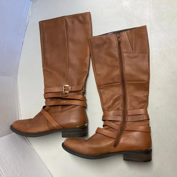 STEVE MADDEN‎ Albany Tall Cognac Brown Leather Equestrian Riding Boot Size 8 - Image 12