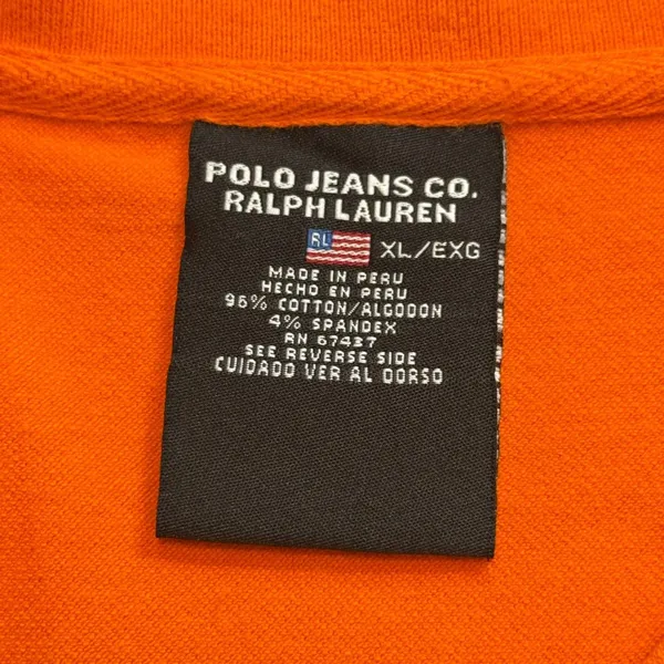 Polo Jeans Co Shirt XL VTG Ralph Lauren Womens Crop Short Sleeve Flag Logo Polo - Image 8