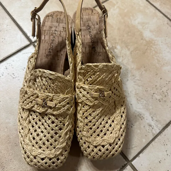 Aerosoles Natural Raffia Woven Block Cork Heel Platform Sandals like New Sz 9.5 - Image 7