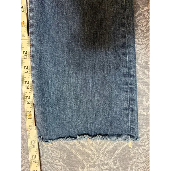 Madewell Cali Demi Boot Jeans Size 26 Blue Cropped Flare Raw Hem Frayed - Image 9
