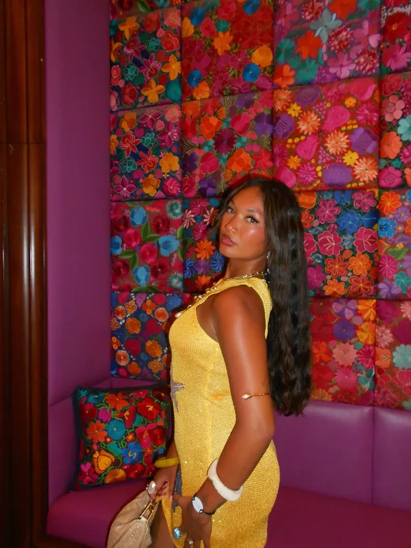 Ego official sleeveless sequin shell detail mini dress in yellow - Image 3