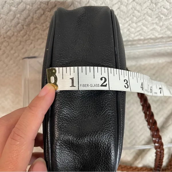 Vintage LJS Collection Small Black Crossbody Bag Brown Braided Strap 90s Classic - Image 10