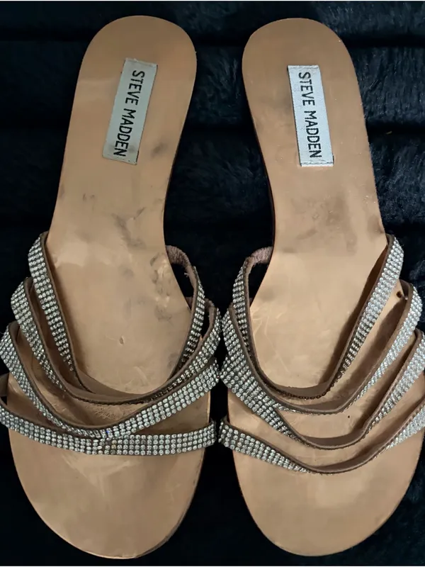 Steve Madden Nude/Tan Rhinestone Slide Sandals - Image 2