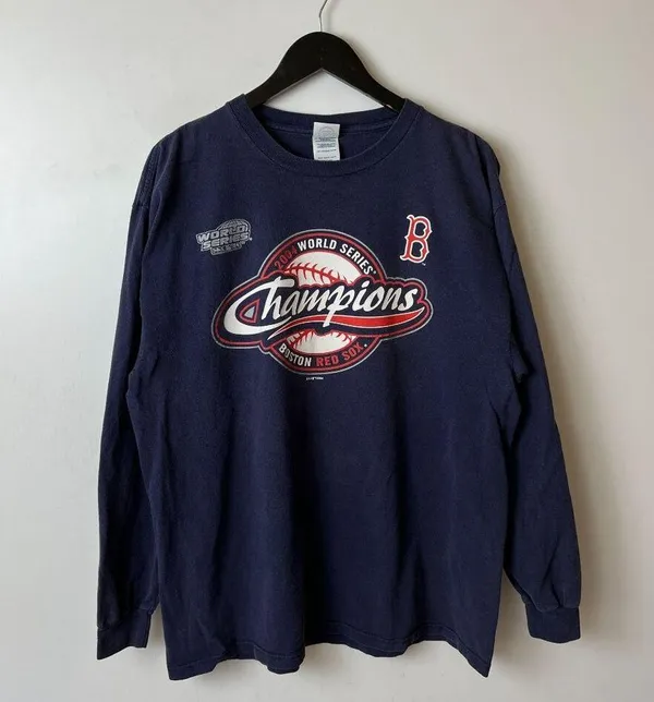 2004 Vintage Y2K Boston Red Sox T Shirt Large L Blue Graphic Tee - Image 11
