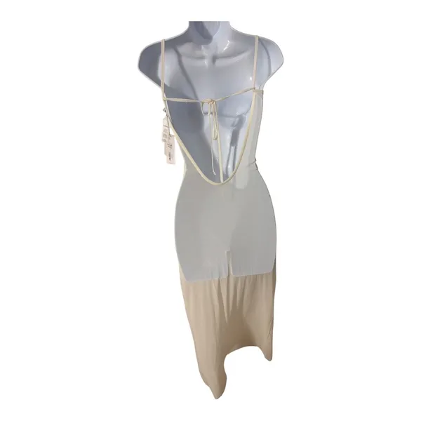 WeWoreWhat Scoop Back Maxi Power Mesh Dress in Off White szXS - Image 2
