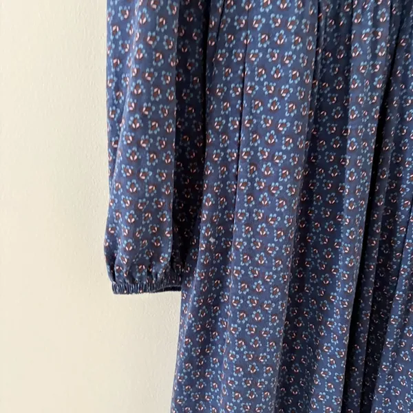 Boden Buttoned Jersey Midi Dress Navy Diamond Bud Tiered Cottagecore Size 8P - Image 5