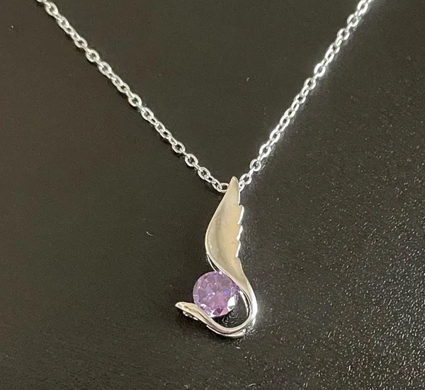 Purple crystal angel wing necklace - Image 3