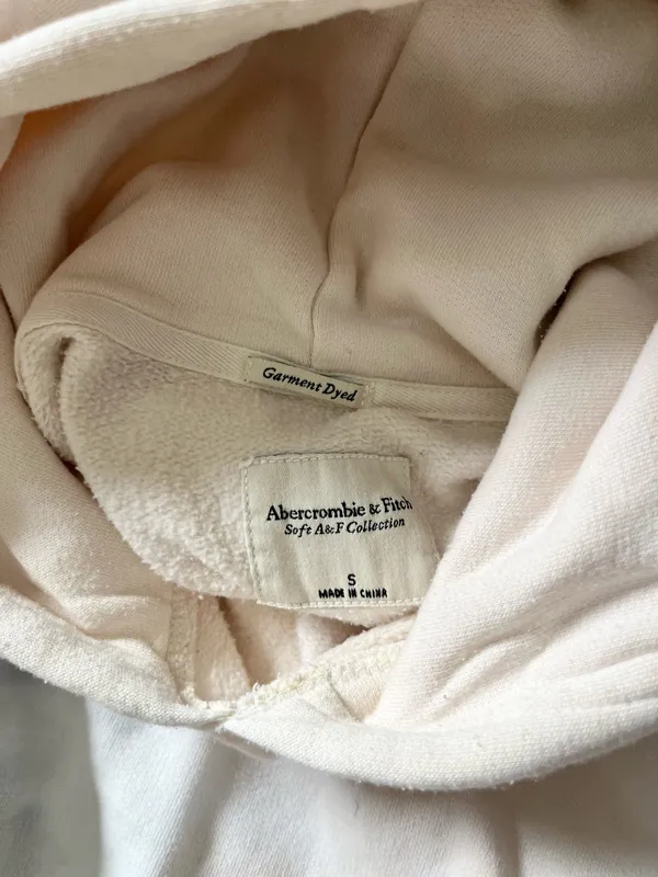 Abercrombie & Fitch Light Blue and Cream Tie-Dye Hoodie - Image 5
