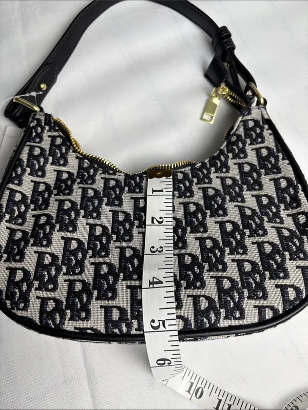 ZAR & RUILR Monogram Shoulder Bag With Crossbody Strap NWT Canvas Black White - Image 9