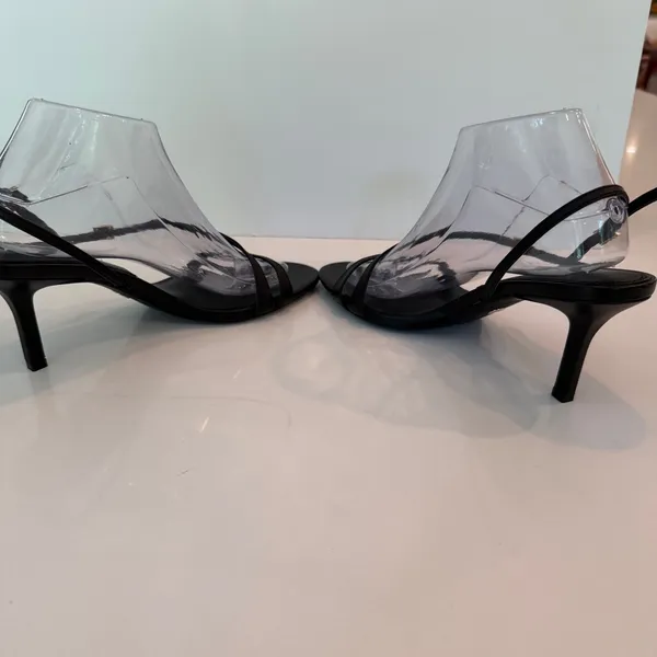 Zara Slingback Strappy Heels Sz 40 / 9 Black Shoes Stilettos - Image 5
