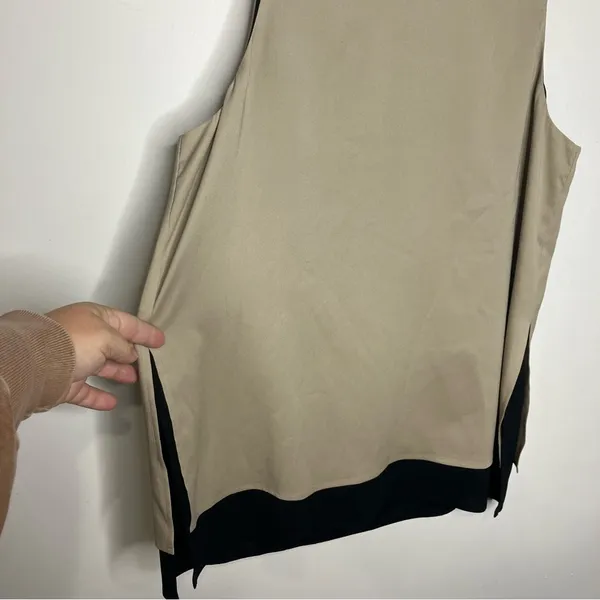 Ann Taylor layered split hem sleeveless top‎ tan black size medium - Image 2