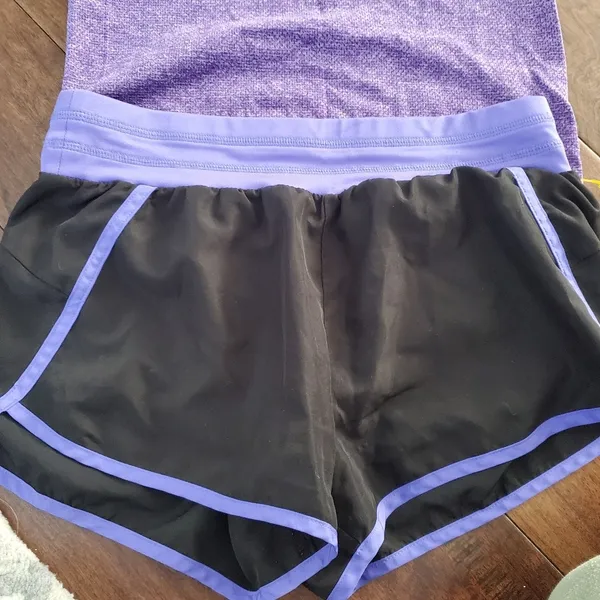Tek Gear Work out set size small shorts in lavender and black amd size xs racer t… - Image 2