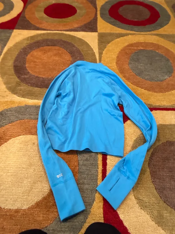 NWT DSG Momentum Seamless 1/4 Zip Long Sleeve Workout Top Cropped Aqua Blue XS - Image 7