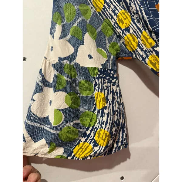 Jams World Top Women Sz L Patchwork Floral Abstract Colorful Artsy Hawaii USA‎ - Image 4