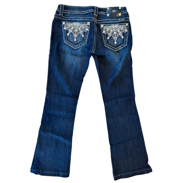 Miss Me Signature Boot Cut Crop Bling Jeans Dark Wash Size 27 - Image 6