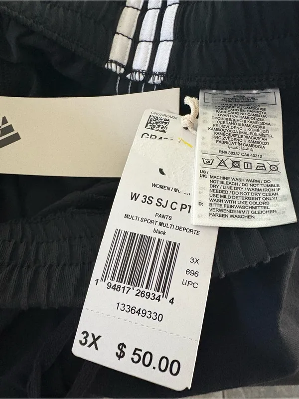 Adidas Women’s Black White Striped Joggers 3X NEW - Image 7