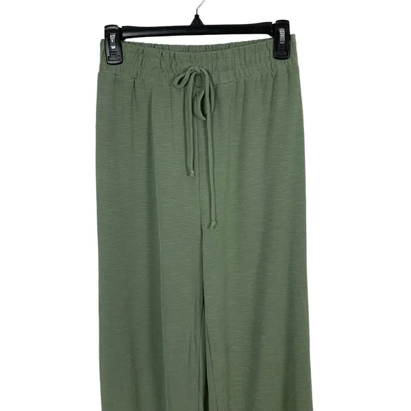 Dee Elly Green Wide Leg‎ Drawstring Waist Lounge Pants Small - Image 2