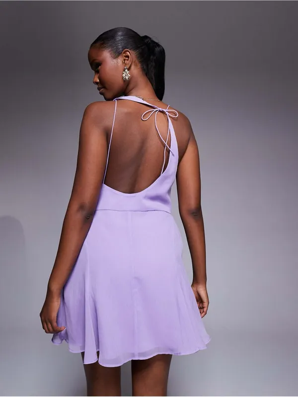 NWT ASOS DESIGN drape front mini dress in lilac size 6 - Image 3