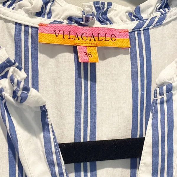 Villagallo Blue & White Stripe Tiered Cotton Mini Dress - size 36 (US 4) - Image 4