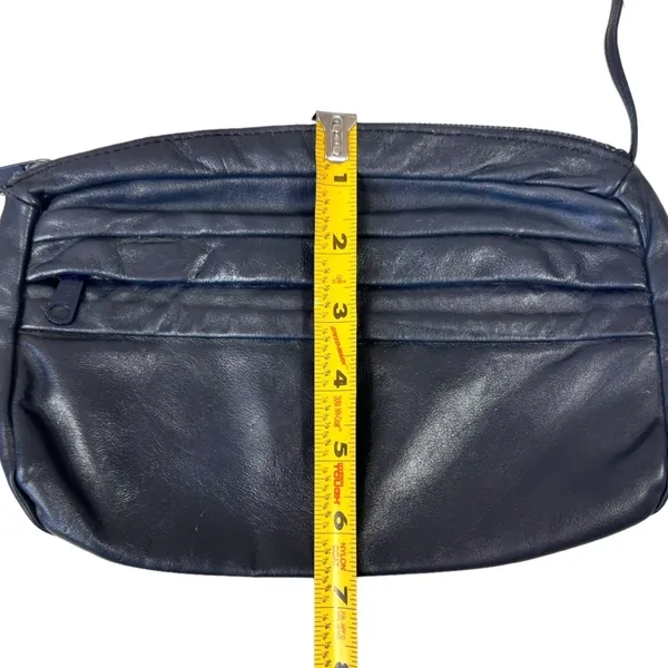 Vintage 70’s Excel Dark Blue Leather Crossbody Bag - Image 12