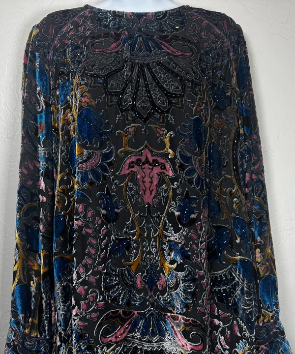 Hale Bob Silk Odile Medallion Silk/Rayon Velvet Burnout Dress - Image 9