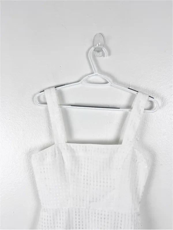 AMANDA UPRICHARD White Annalise Lined Back Zipper Flounce Hem Dress Medium - Image 10