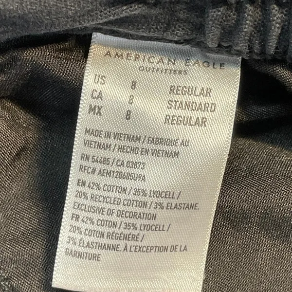 American Eagle Women's Black Stretch Straight Leg Cargo Trousers Jeans Pants 8 - Image 5