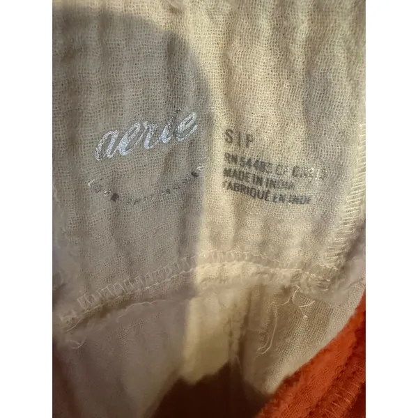 Aerie‎ Gauzy Coverup Shirt Women Small Mango White Colorblock Cotton Oversized - Image 9
