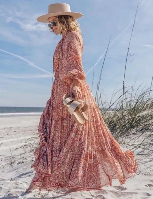 NWT Feeling Groovy Maxi Dress in red & cream - Image 2