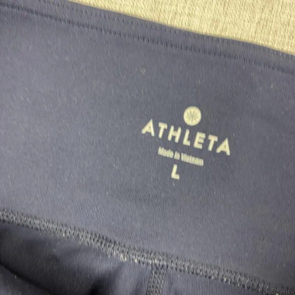 Athleta Leggings Womens L Blue Cropped Nylon Spandex Elastic Waist Yoga Gym - Image 2