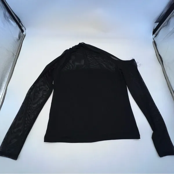 Abercrombie & Fitch Black Sheer Long Sleeve Blouse - Image 7