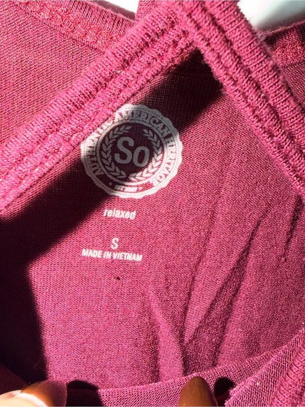 SO Dark Red Cross Detail Short Sleeve Tee - Image 3