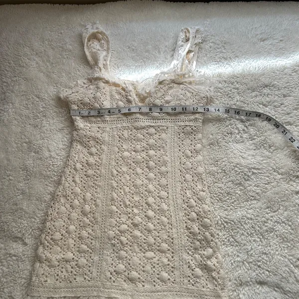 Free People Womens Ivory Lace Dress 2 Festival Boho Indie Summer Wedding Cottage - Image 3