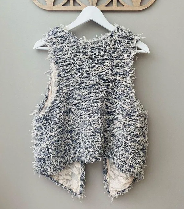 Free People Fur Away Shaggy Vest Gray Sz Medium - Image 2