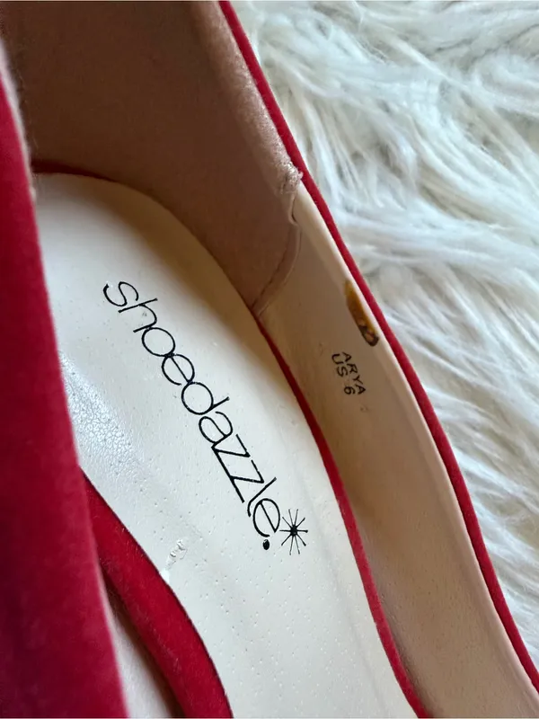 Shoe Dazzle Arya peeptoe pumps Red Size 6 - Image 6