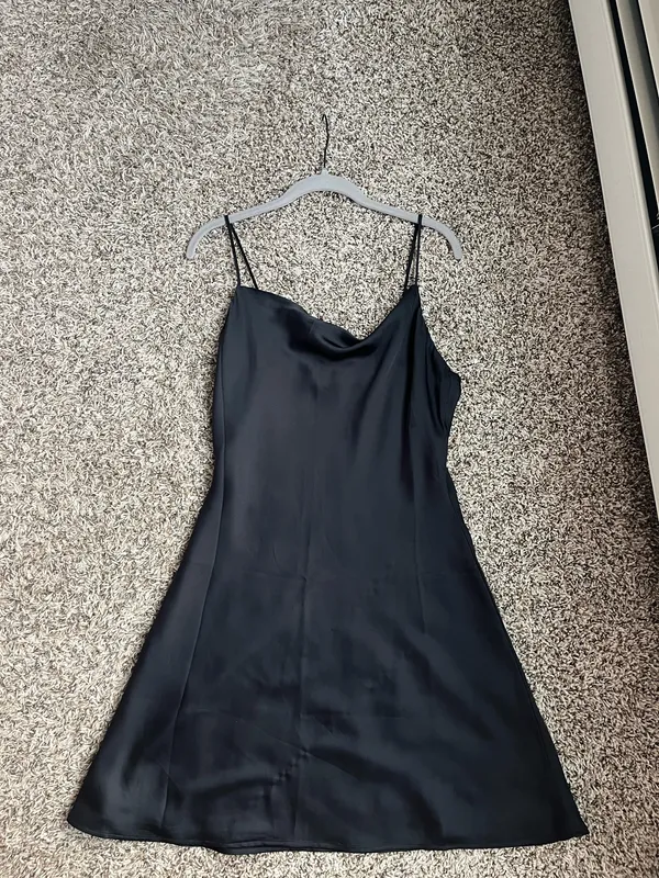 Abercrombie and Fitch Black Slip Dress with Cowl Neckline Sz Medium - Image 3