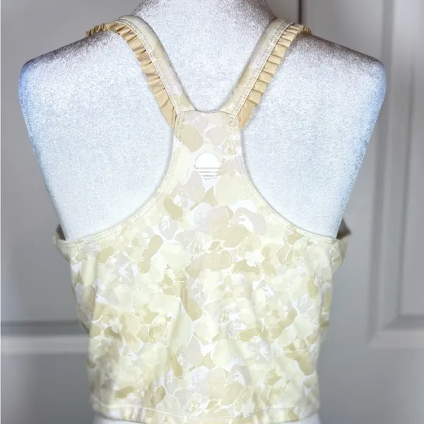 Body & Sol Longline Sports Bra Neutral Floral Racerback Stretch Yoga Top M - Image 2