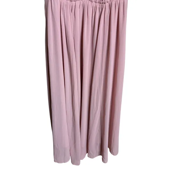 O.P.T. Gigi Ruffled Ruched Chiffon Tie Strap Cami Midi Dress size S Blush Pink - Image 6