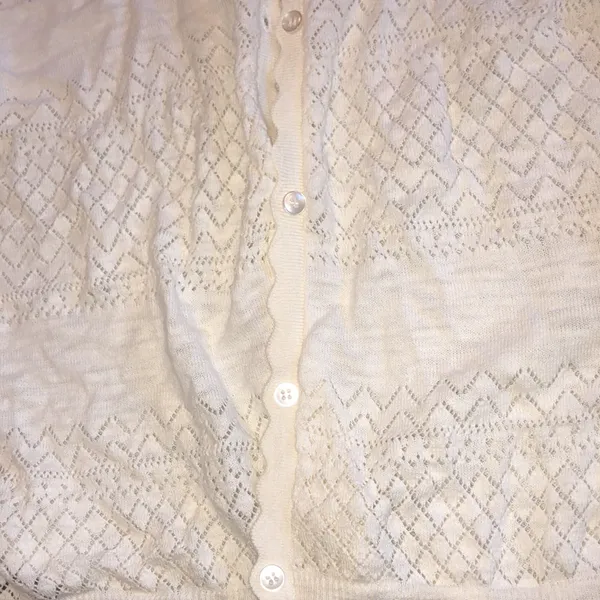 FRYE white knit button down cardigan sweater cotton fabric size medium - Image 3
