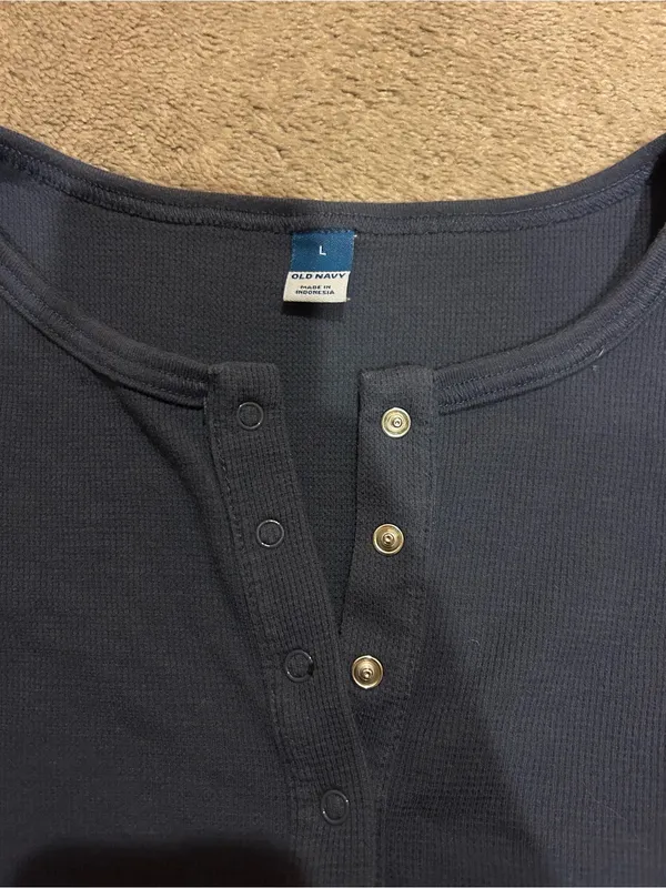 Old Navy Navy Blue Ribbed Button-Front - Image 2