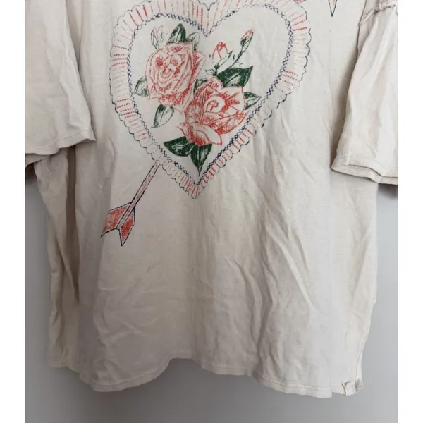 Free People We The Free Love Rose Tee Ivory Women's Size Small - Image 5