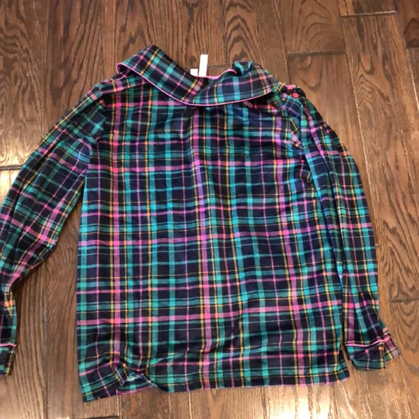 JOYSPUN soft plaid fleece style pajamas set size large with pockets - Image 5