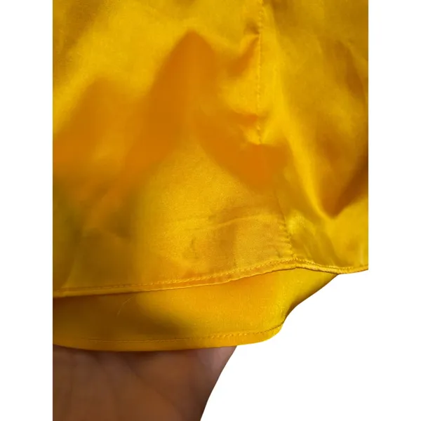 NWT AMUR Leena Pleated Ruffe Satin Maxi Slip Dress in Tuscany Yellow Sz. 12 - Image 11