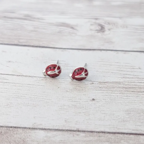 Vintage Stud Earrings Small & Dainty Ladybird/Ladybug - Image 8