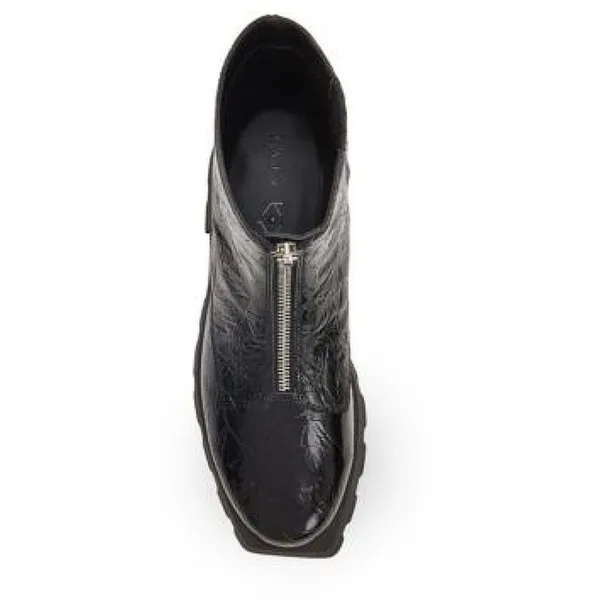 Katy Perry Daarling Black Zip Up Combat Boots 9 Embossed Patent Leather NIB‎ - Image 4