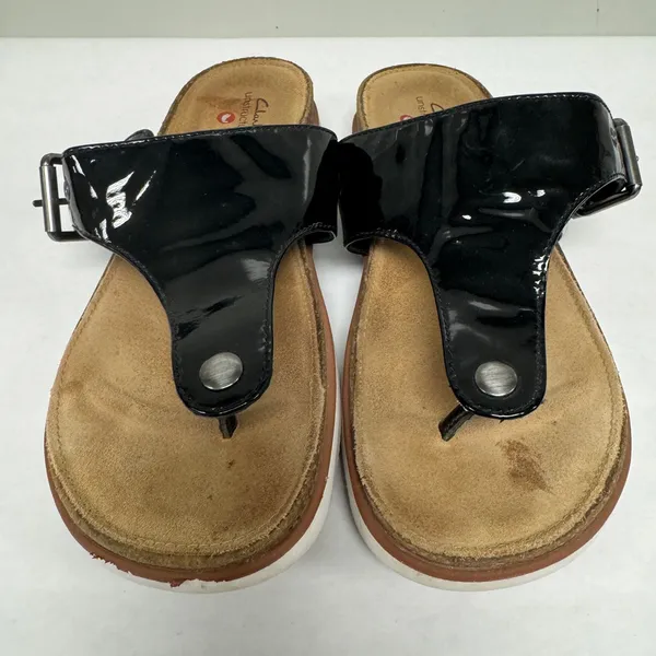 Clarks Elayne Strap Black Patent Leather Sandal‎ Size 8 - Image 2